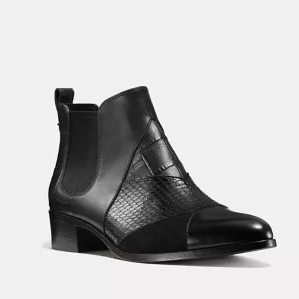 COACH Suffolk Patchwork Bootie NIB Black Size 7